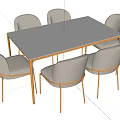 Modern Dining Table Set With Upholstered Chairs And Metal Frame Design 3d model