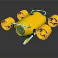 Yellow Water Vehicle With Four Propellers And Circular Lens For Underwater Exploration