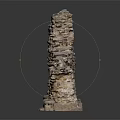 Ancient Stone Building Ruins Featuring Weathered Walls And Arched Doorways