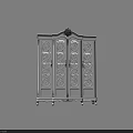 Classic Light Colored Wardrobe With Intricate Carved Patterns And Golden Decorative Trim
