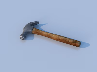 Sturdy Household Hammer With Metal Head And Wooden Handle For Daily Use 3d model