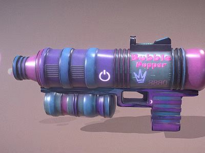 Bubble Blaster Weapon With Purple And Blue Barrel And Grip Design 3d model
