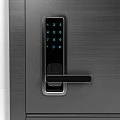 Black Modern Security Door With Glass Panel And Digital Lock Design
