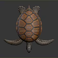 Realistic Orange Brown Patterned Shell Turtle With Spotted Flippers On Dark Background 3d model