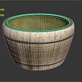 Rustic Wooden Barrel With Red Rim And Black Hoops Design Detail
