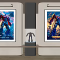 Transformers Posters Wall Art With Central Display Cabinet And Model Figure 3d model