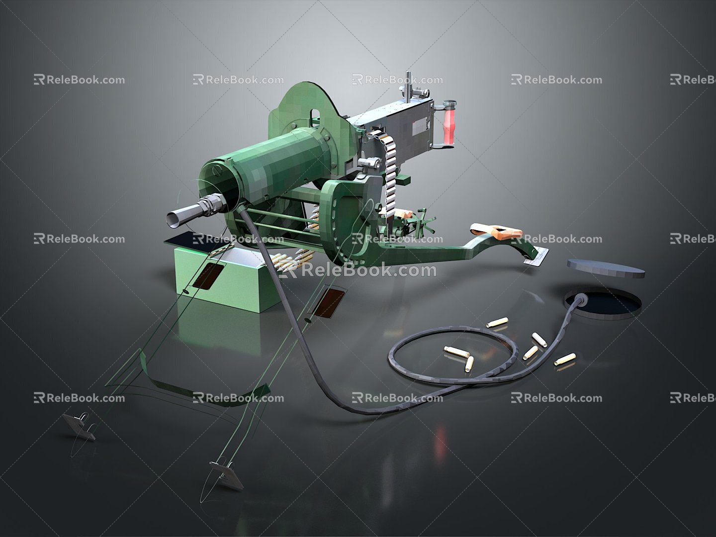 Browning Machine Gun Browning Browning Gatling White Machine Gun Machine Gun Bullet Military 3d model