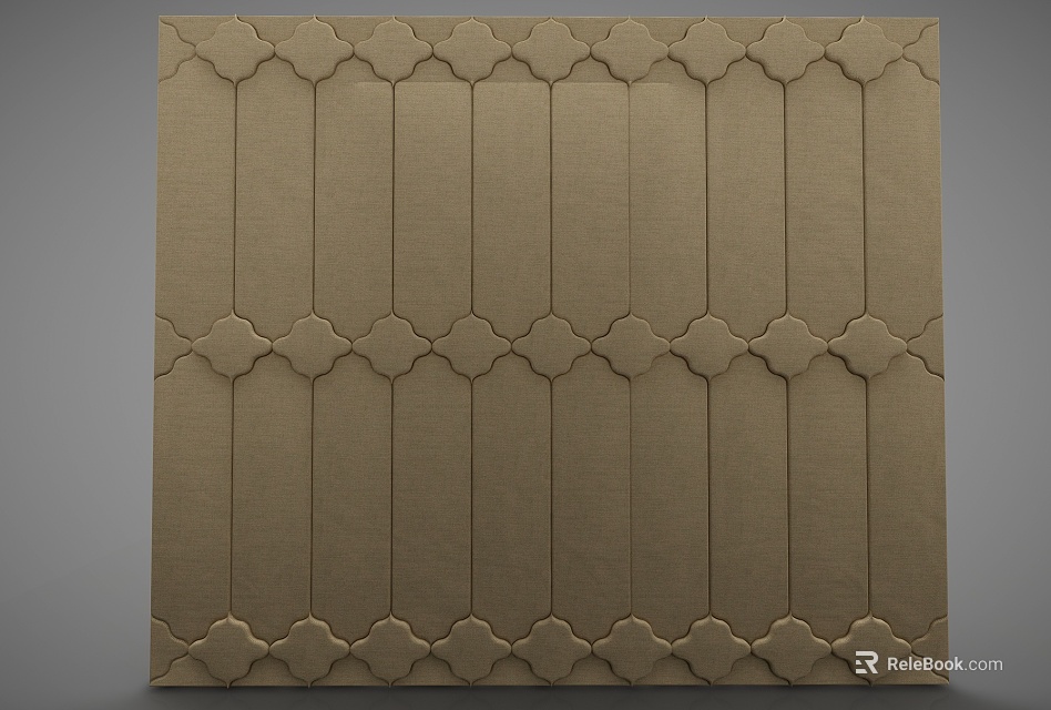 Beige Fabric Upholstered Wall Panel with Geometric Quilted Design for Interior Decoration 3d model 