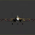 Colorful Camouflage Fighter Jet Model With Yellow Purple Paint And Tail Fins