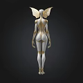 Fantasy Humanoid Figure With White Body Gold Accents And Elegant Wings