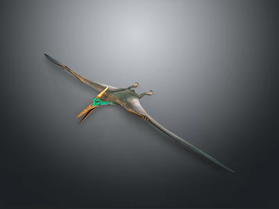 Exquisite Bronze Sculpture With Streamlined Wings And Green Gemstone Artistic Design 3d model