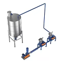 Industrial Stainless Steel Storage Tanks With Connecting Pipes And Pumps System