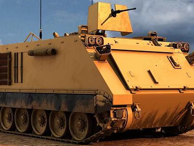 Modern Yellow Armored Tank Featuring Detailed Tracks And Mounted Turret 3d model