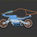 Blue And Orange Modern Motorcycle With Orange Frame Black Seat And Orange Wheels