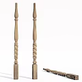 Stone Wood Crafted Staircase Balusters With Spiral Carved Design Details