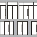 Modern Glass Swing Doors With Various Metal Frames And Handle Designs 3d model