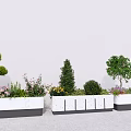 Modern Flower Planters With Trees Shrubs And Colorful Garden Flowers
