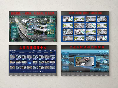 Advanced Projection Monitoring System For Traffic Control Center With Multiple Screens And Real Time Surveillance 3d model