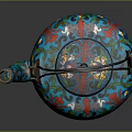 Vibrant Enamel Teapot With Intricate Floral Patterns And Decorative Handle