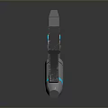 Futuristic Sci Fi Weapon With Silver Metallic Structure And Blue Glowing Lines