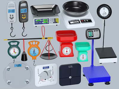 Commercial Business Equipment Featuring Digital Mechanical Weighing Scales And Platform Designs 3d model