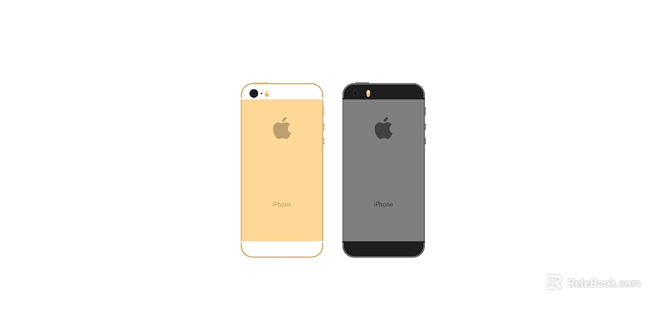 Two Classic iPhone Smartphones in Yellow and Gray Back View Design 3d model 