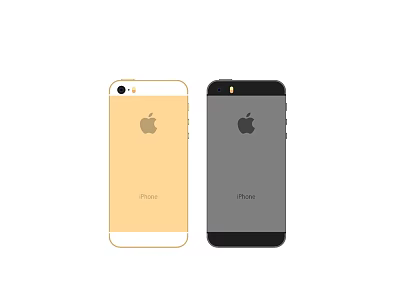 Two Classic iPhone Smartphones in Yellow and Gray Back View Design 3d model