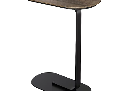 Modern Minimalist Floor Lamp With Wooden Tabletop And Black Metal Support Stand Design 3d model