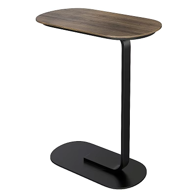 Modern Minimalist Floor Lamp With Wooden Tabletop And Black Metal Support Stand Design 3d model