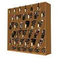 Wooden Wine Cabinet With Multi Layered Grid Design For Wine Bottles And Glasses