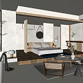 Modern Hotel Room Interior Design With King Bed Bathtub And Wooden Seating Area