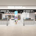 Organized Modern Food Shop Interior With Shelves Displayed Products And Lighting