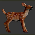 Standing Fawn Toy With Red Body And White Spots On Dark Background