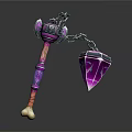 Purple Glowing Weapon With Chain Crystal And Decorative Handle Design
