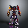 Colorful Transformer Robot Figure With Detailed Red Purple Armor And Mechanical Parts