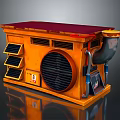 Industrial Equipment With Orange Body Red Top Vents Grill Pipes And Control Panel