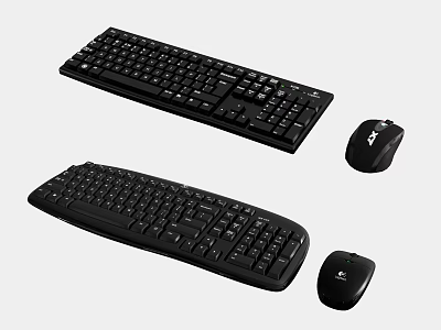 Black Computer Keyboards And Mice With Ergonomic Design For Office And Home Use 3d model