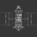 Advanced Orbital Satellite with Large Blue Solar Panel Arrays and Dish Antenna