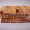 Vintage Wooden Box With Crompton Stores Property Label And Metal Clasps