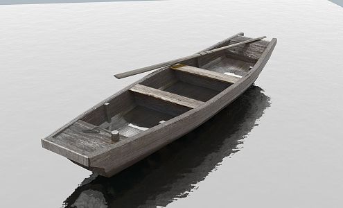 Chinese boat canoe small boat 3d model