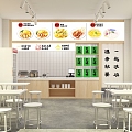 Catering Shop Restaurant snack bar Street Shop Table and Chair Combination Wall Advertising Menu Light Box 3d model