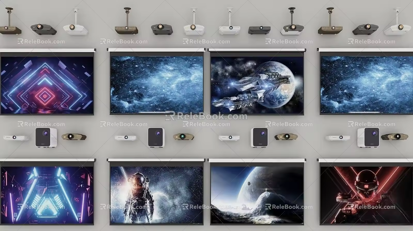 Projector Projection Curtain Technology Screen 3d model