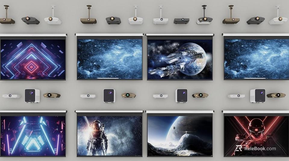 Projection Monitoring System For Visual Displays With Projectors And Screens 3d model 