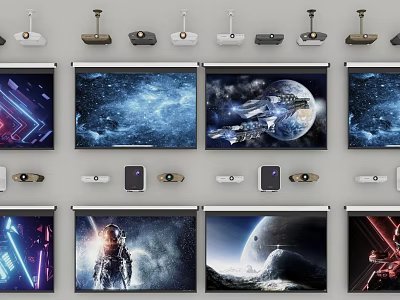 Projection Monitoring System For Visual Displays With Projectors And Screens 3d model