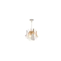 Elegant Modern Chandelier With Petal Shaped Glass Shades And Golden Metal Chain