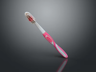 Pink And White Toothbrush With Soft Bristles For Daily Oral Care 3d model