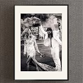 Black and White Couple Character Painting with Sequined Dress White Suit Dollar Sign Backdrop