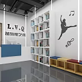 Modern Fitness Training Studio With Hexagonal Ceiling Lights And Mirror Walls 3d model