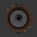 Blue And Black Cylindrical Device With Three Blue Indicators And Button On Top
