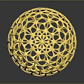 Yellow Intricate Hollow Sphere With Geometric Design And Modern Artistic Structure